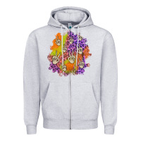 Heather Grey halloween patch Zipper Hoodie - BundleAndBundleShop