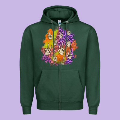 Halloween Patch Zipper Hoodie Designed By Bundleandbundleshop