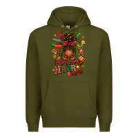 Army Green santas favorite hair stylist afro messy bun Premium Hoodie - texasbilliewilder