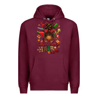 Burgundy santas favorite hair stylist afro messy bun Premium Hoodie - texasbilliewilder