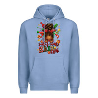 Colony Blue santas favorite hair stylist afro messy bun Premium Hoodie - texasbilliewilder