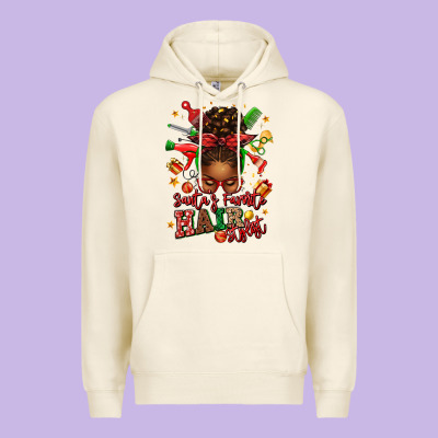 Santas Favorite Hair Stylist Afro Messy Bun Premium Hoodie Designed By Texasbilliewilder