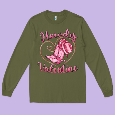 Howdy Valentine Long Sleeve Tee Designed By Maliassmallbusiness