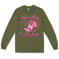 Army Green howdy valentine Long Sleeve Tee - MaliasSmallBusiness