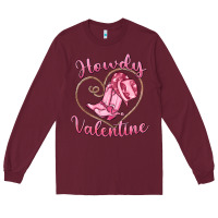 Burgundy howdy valentine Long Sleeve Tee - MaliasSmallBusiness