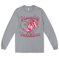 Heather Grey howdy valentine Long Sleeve Tee - MaliasSmallBusiness
