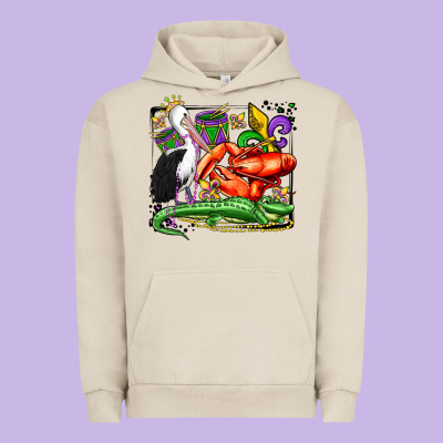 Mardi Gras Pelican Crawfish Crocodile Urban Hoodie Designed By Oliviacreatesart