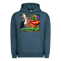 Pigment Midnight Navy mardi gras pelican crawfish crocodile Urban Hoodie - OliviaCreatesArt