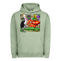 Pigment Oil Green mardi gras pelican crawfish crocodile Urban Hoodie - OliviaCreatesArt