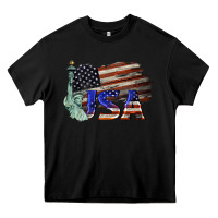 Black usa  statue of liberty Heavy Core Tee - BarkalooDesign