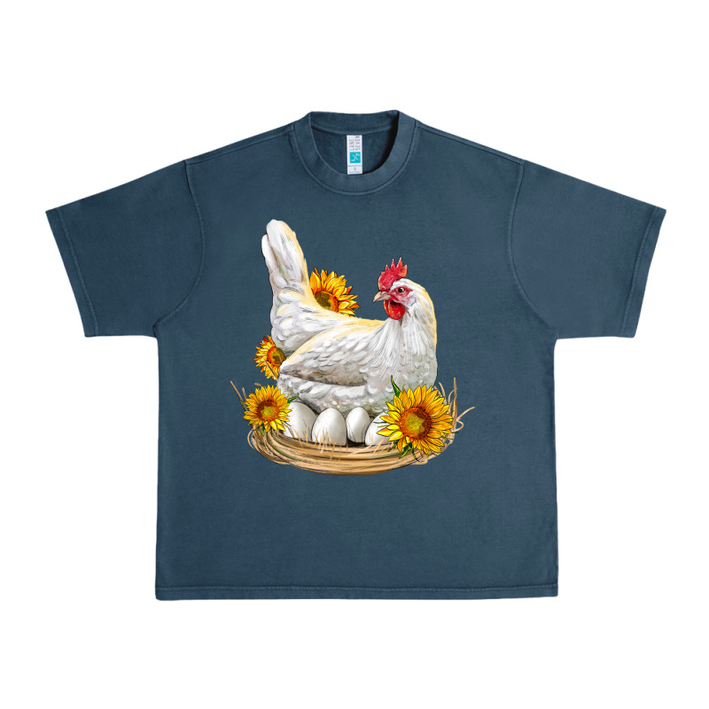 Perched Chicken With Sunflowers Urban Heavy Tee by LillyAllenDesigns | Teevron