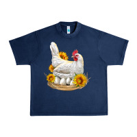Navy Perched Chicken With Sunflowers Urban Heavy Tee - LillyAllenDesigns