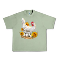 Oil Green Perched Chicken With Sunflowers Urban Heavy Tee - LillyAllenDesigns