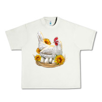Pistachio Perched Chicken With Sunflowers Urban Heavy Tee - LillyAllenDesigns