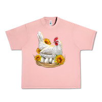 Salmon Perched Chicken With Sunflowers Urban Heavy Tee - LillyAllenDesigns