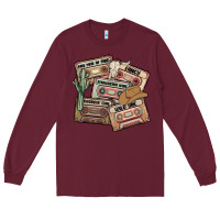 Burgundy 90s country cassette tapes Long Sleeve Tee - MaliasSmallBusiness