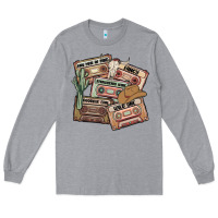 Heather Grey 90s country cassette tapes Long Sleeve Tee - MaliasSmallBusiness