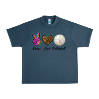 Midnight Navy peace love volleyball Urban Heavy Tee - BarkalooDesign