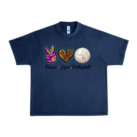 Navy peace love volleyball Urban Heavy Tee - BarkalooDesign