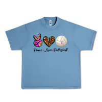 Pebble Blue peace love volleyball Urban Heavy Tee - BarkalooDesign