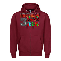 Burgundy birthday boy 3 Zipper Hoodie - BundleAndBundleShop