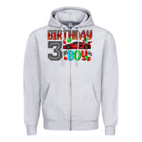 Heather Grey birthday boy 3 Zipper Hoodie - BundleAndBundleShop