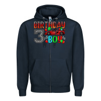 Navy birthday boy 3 Zipper Hoodie - BundleAndBundleShop