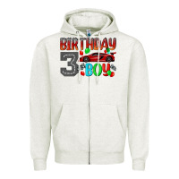Oatmeal Heather birthday boy 3 Zipper Hoodie - BundleAndBundleShop