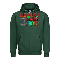 Sports Green birthday boy 3 Zipper Hoodie - BundleAndBundleShop
