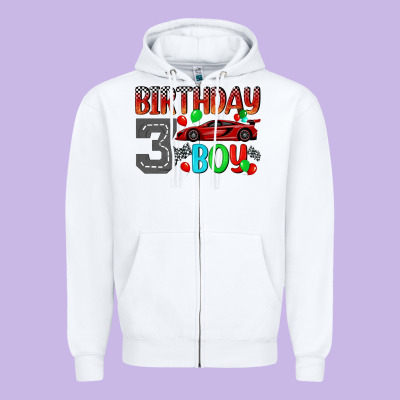 Birthday Boy 3 Zipper Hoodie Designed By Bundleandbundleshop