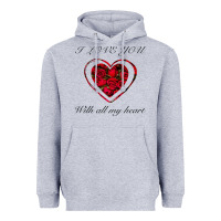 Heather Grey I love you with all my heart Heavyweight Hoodie - Bettercallsaul