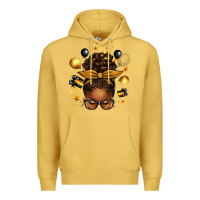 Antique Gold new year's eve afro messy bun Premium Hoodie - texasbilliewilder