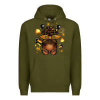 Army Green new year's eve afro messy bun Premium Hoodie - texasbilliewilder