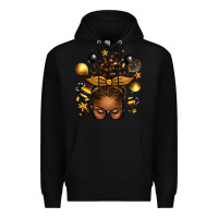 Black new year's eve afro messy bun Premium Hoodie - texasbilliewilder