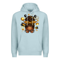 Blue Mist new year's eve afro messy bun Premium Hoodie - texasbilliewilder