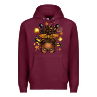 Burgundy new year's eve afro messy bun Premium Hoodie - texasbilliewilder