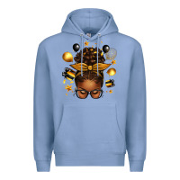 Colony Blue new year's eve afro messy bun Premium Hoodie - texasbilliewilder