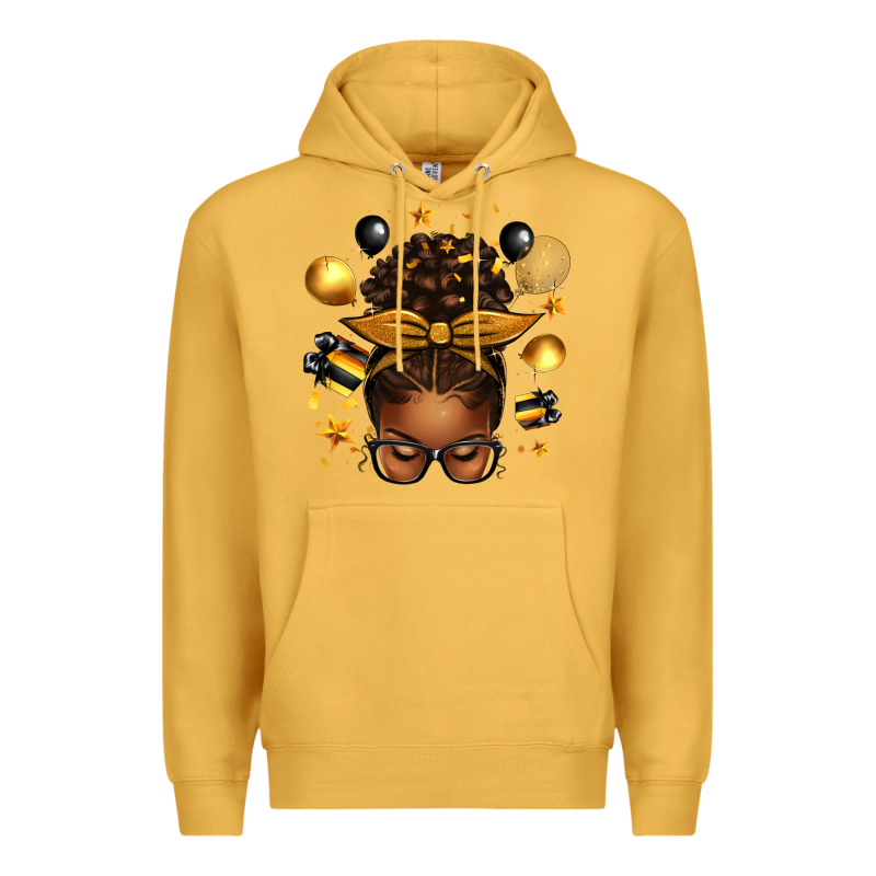 New Year's Eve Afro Messy Bun Premium Hoodie by texasbilliewilder | Teevron
