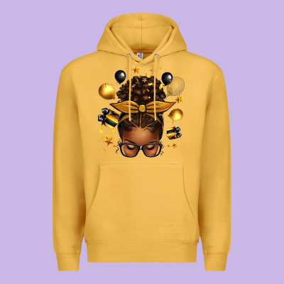 New Year's Eve Afro Messy Bun Premium Hoodie Designed By Texasbilliewilder