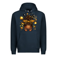 Navy new year's eve afro messy bun Premium Hoodie - texasbilliewilder