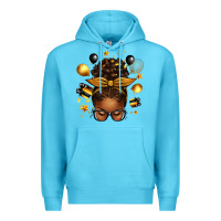 Ocean Blue new year's eve afro messy bun Premium Hoodie - texasbilliewilder