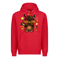 Red new year's eve afro messy bun Premium Hoodie - texasbilliewilder