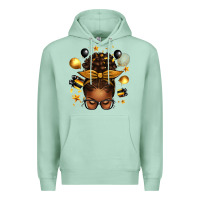 Seafoam new year's eve afro messy bun Premium Hoodie - texasbilliewilder