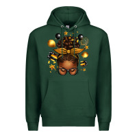 Sports Green new year's eve afro messy bun Premium Hoodie - texasbilliewilder