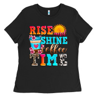 Black rise and shine coffee time Ladies Tee - Zillion Design Studio