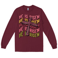 Burgundy he is risen Long Sleeve Tee - MaliasSmallBusiness