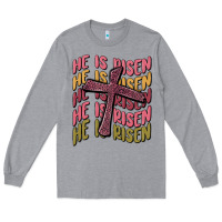 Heather Grey he is risen Long Sleeve Tee - MaliasSmallBusiness