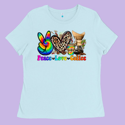 Peace Love  Coffee Ladies Tee Designed By Zillion Design Studio
