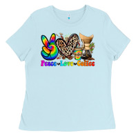 Baby Blue peace love  coffee Ladies Tee - Zillion Design Studio