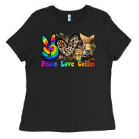 Black peace love  coffee Ladies Tee - Zillion Design Studio